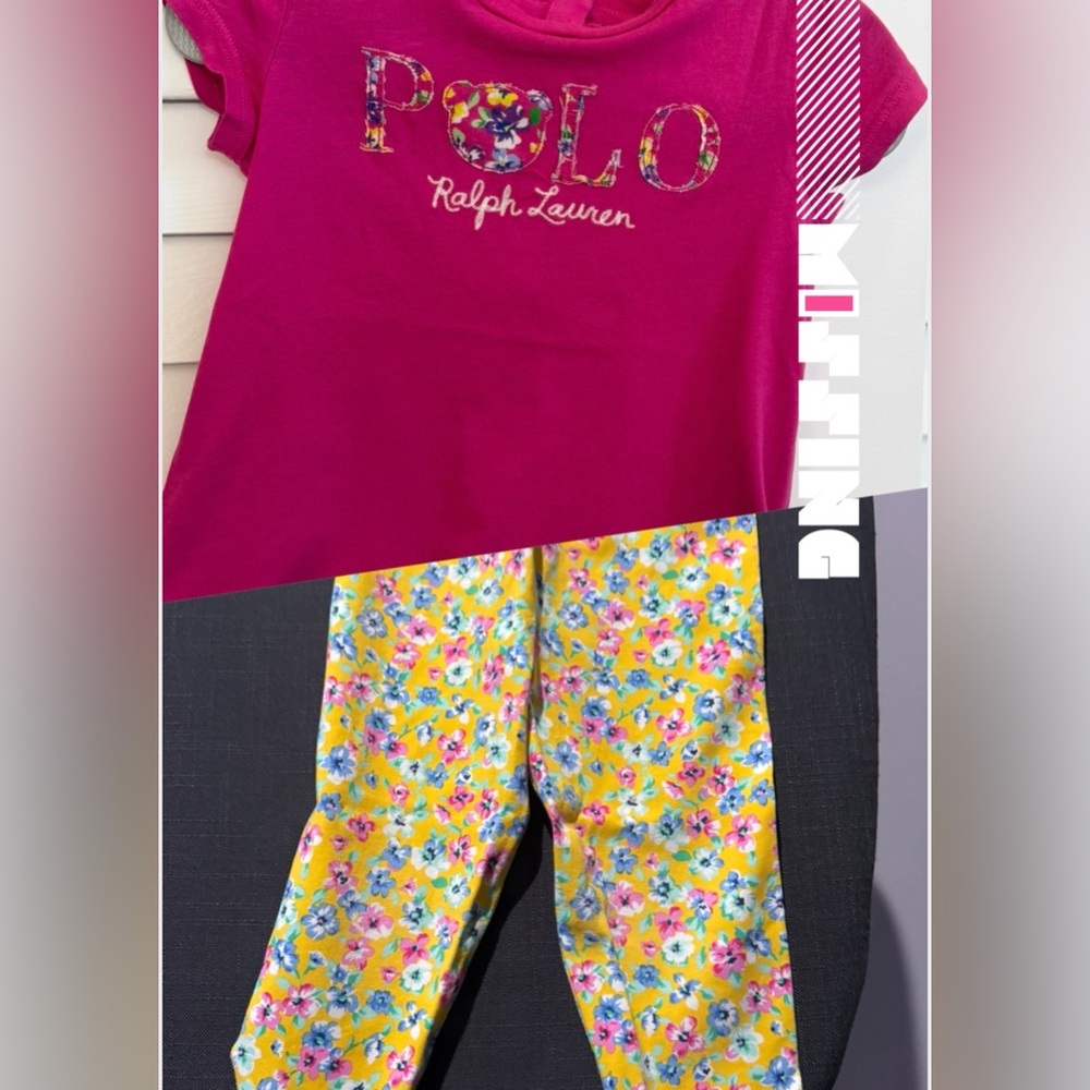 Ralph Lauren Yellow Floral Kids Leggings with pink t-shirt